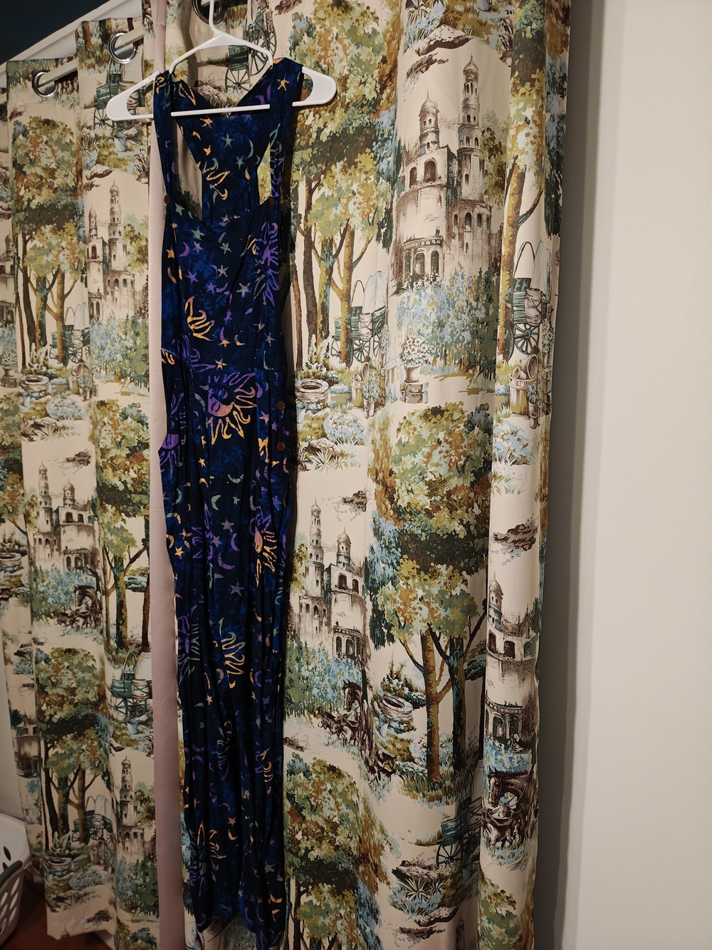 Eagle Ray Wear Starry Night Overalls in Navy with Purple & Gold Accents